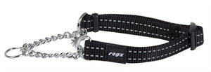 Rogz For Dogs Snake Halfslip Halsband Zwart hondenhalsband hondenriem nylon 16 MMX32-44 cm