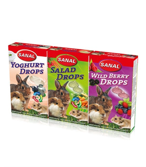 Sanal Knaagdier 3-PACK Drops Yogurt / Salad / Wild Berry snacks zacht 3x45 gr