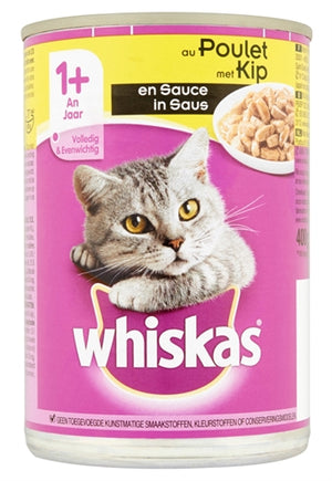Whiskas Blik Adult Brokjes in Saus Kip kattenvoer natvoer 12x400 gr