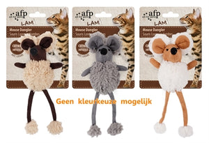 Afp Mouse Dangler Lamswol Met Catnip Assorti kattenspeelgoed 16 cm