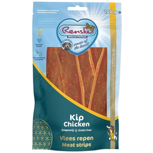 Renske Gezonde Beloning Vlees Strip Kip hondensnacks kauwsnack 100 gr