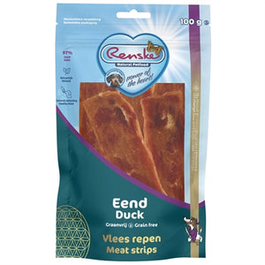 Renske Gezonde Beloning Vlees Strip Eend hondensnacks kauwsnack 100 gr