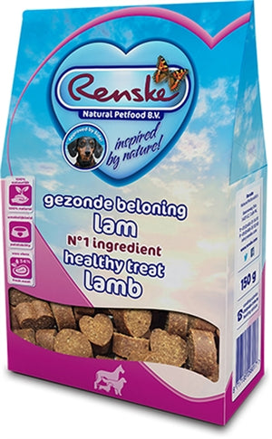 Renske Gezonde Beloning Hartjes Lam hondenkoekjes 150 gr
