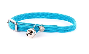 Martin Halsband Kat Elastisch Nylon Turquoise halsbanden lijnen 30x1 cm