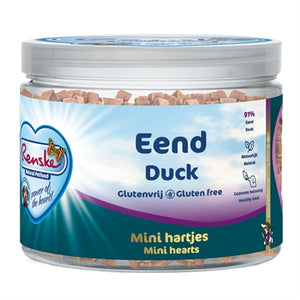 Renske Hond Gezonde Beloning Mini Hartjes Eend hondensnacks zacht 100 gr