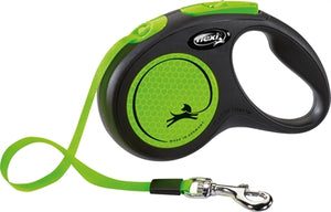 Flexi Rollijn New Classic Neon Tape Zwart / Groen hondenhalsband hondenriem
