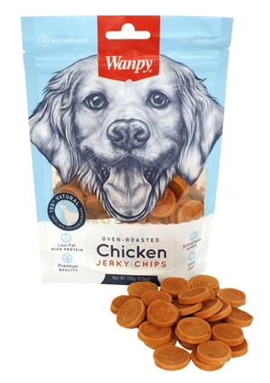 Wanpy Oven-roasted Chicken Jerky Chips hondensnacks gedroogd 100 gr