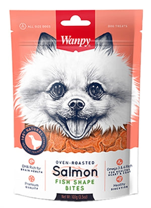 Wanpy Oven-roasted Salmon Fish Shape Bites hondensnacks gedroogd 100 gr