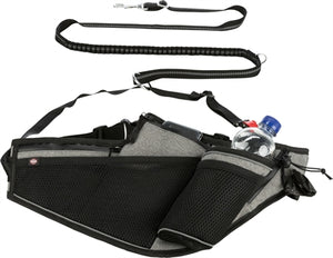 Trixie Joggingriem Met Lijn Grijs / Zwart hondenhalsband hondenriem 115-150x2 cm / 70-130x23 cm