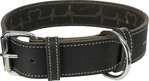 Trixie Halsband Hond Rustic Vetleer Heartbeat Zwart hondenhalsband hondenriem nylon