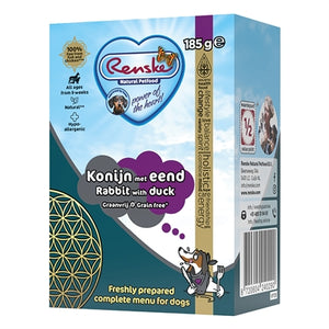 Renske Vers Bereide Maaltijd Eend en Konijn Graanvrij hondenvoer natvoer 24x185 gr