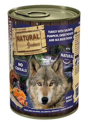 Natural Greatness Turkey / Salmon / Pumpkin / Sweet Potato hondenvoer natvoer 400 gr