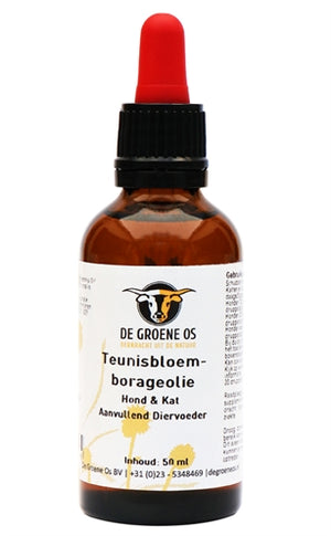 de Groene os Teunisbloem-borageolie Hond / Kat voedingssupplement 50 ml