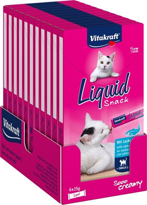 Vitakraft Cat Liquid Snack Zalm & Omega kattensnacks zacht 11x6 st
