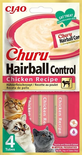 Inaba Churu Hairball Chicken Recipe kattensnacks zacht 4x14GR