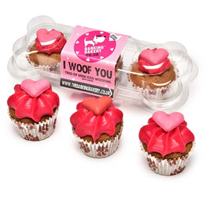 The Barking Bakery i Woof You Valentine Mini Iced Woofins Trio Assorti hondenkoekjes