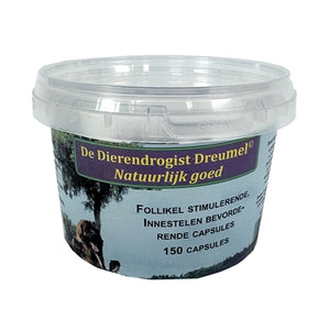 Dierendrogist Follikel Stimulerend / Innestelen Bevorderende Capsules voedingssupplement hond 150 st