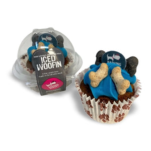 The Barking Bakery Carob Woofin Met Blauw Glazuur hondenkoekjes