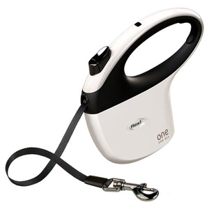 Flexi Rollijn One Wit / Zwart hondenhalsband hondenriem 5 Mtr Tot 30 kg