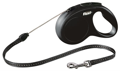 Flexi Rollijn Classic Cord Zwart hondenhalsband hondenriem