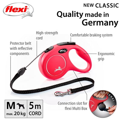 Flexi Rollijn Classic Cord Rood hondenhalsband hondenriem