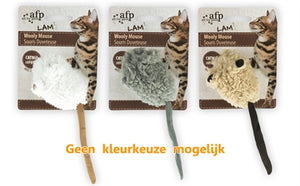 Afp Wooly Mouse Lamswol Met Piep en Catnip Assorti kattenspeelgoed 7x7X3 cm