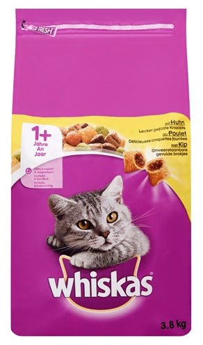 WHISKAS DROOG ADULT KIP 3,8 KG