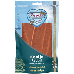 Renske Gezonde Beloning Vlees Strip Konijn hondensnacks kauwsnack 100 gr