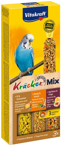VITAKRAFT PARKIET KRACKER HONING/FRUIT/EI 3 IN 1