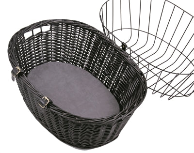 Trixie Wilgen Fietsmand Voorop Zwart Met Kussen en Kap outdoor 50x35x41 cm