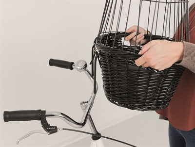 Trixie Wilgen Fietsmand Voorop Zwart Met Kussen en Kap outdoor 50x35x41 cm