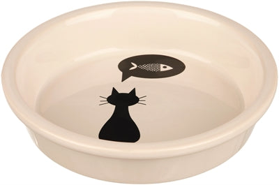 TRIXIE VOERBAK KERAMIEK WIT MET SILHOUETTE KAT 250 ML 13 CM