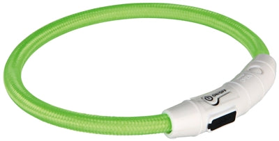 TRIXIE LICHTGEVENDE HALSBAND HOND FLASH USB TPU / NYLON GROEN 65X0,7 cm