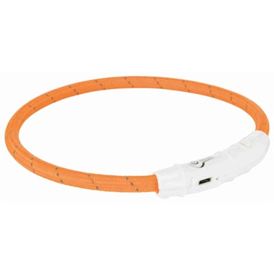 TRIXIE LICHTGEVENDE HALSBAND HOND FLASH USB TPU / NYLON ORANJE 65X0,7 cm