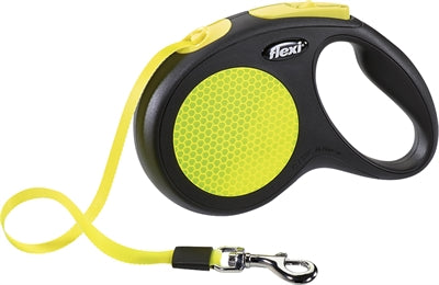 Flexi Rollijn New Classic Neon Tape Zwart / Geel hondenhalsband hondenriem