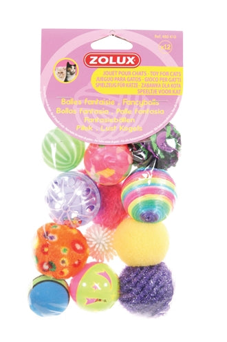 Zolux Kattenspeelgoed Fancy Gekleurde Ballen Assorti 12 st