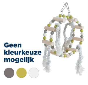 Zolux Schommel Houten Wiel Met Kralen Assorti vogelspeelgoed 18x6X22 cm