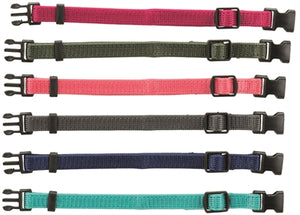 Trixie Puppy Halsband Set Fuchsia/Grafiet/Indigo/Bosgroen/Koraal hondenhalsband hondenriem nylon 17-25 cm 6 st