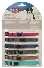 Trixie Puppy Halsband Set Fuchsia/Grafiet/Indigo/Bosgroen/Koraal hondenhalsband hondenriem nylon 17-25 cm 6 st
