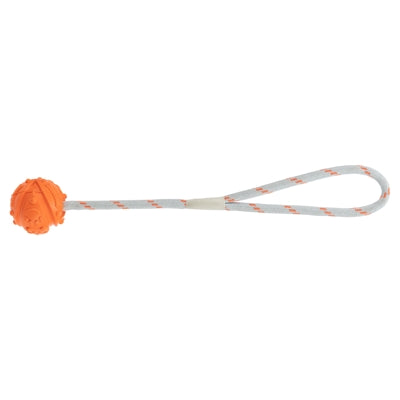 Trixie Bal Aan Touw Natuurrubber Drijvend Oranje hondenspeelgoed 4,5 cm / 35 cm
