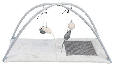 TRIXIE KRABMAT MET SPEELTJES AAN KOORD GRIJS 60X33X42 CM