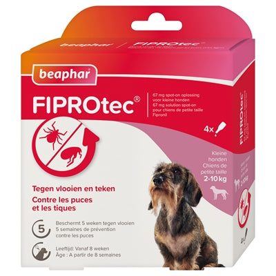 BEAPHAR FIPROTEC HOND TEGEN TEKEN EN VLOOIEN 2-10 KG 3+1 PIP