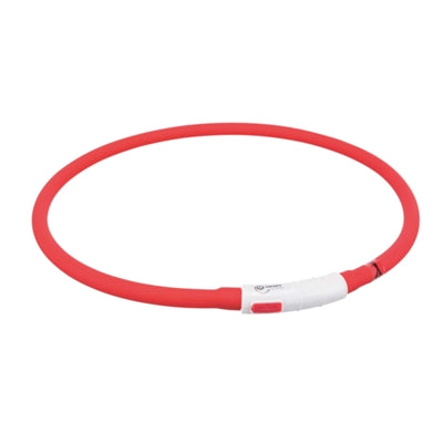 TRIXIE LICHTGEVENDE HALSBAND HOND USB SILICONEN OPLAADBAAR ROOD 70X1 CM
