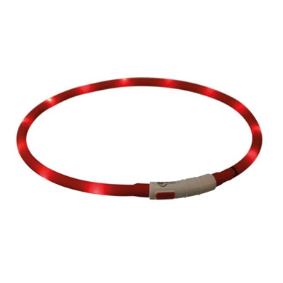 Trixie Lichtgevende Halsband Hond Usb Siliconen Oplaadbaar Rood halsbanden met lichtjes 70x1 cm