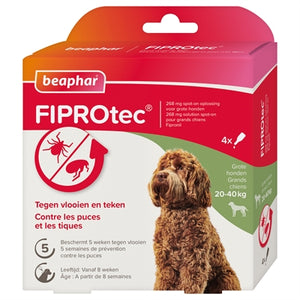 BEAPHAR FIPROTEC HOND TEGEN TEKEN EN VLOOIEN 20-40 KG 3+1 PIP