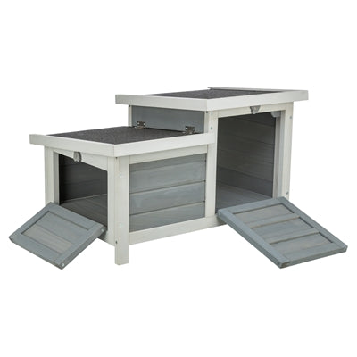 TRIXIE KNAAGDIERHUIS MET 2 INGANGEN GRIJS / WIT 70X45X43 CM