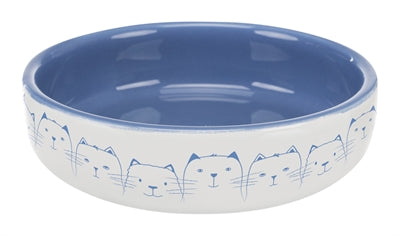 TRIXIE VOERBAK / DRINKBAK KAT PLATTE NEUS LICHTBLAUW / WIT 300 ML 15 CM