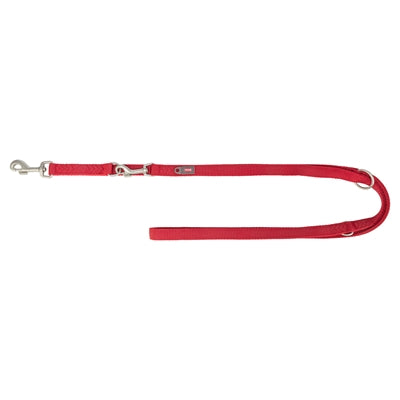 TRIXIE HONDENRIEM PREMIUM DUBBELGESTIKT VERSTELBAAR ROOD 200X1 CM
