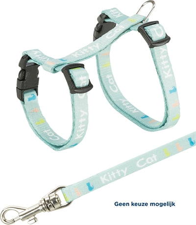 Trixie Kittentuig Junior Met Riem Kitty Cat Assorti halsbanden lijnen nylon 21-33x0,8 cm / 120 cm