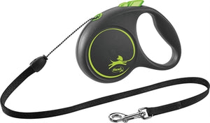Flexi Rollijn Black Design Cord Groen hondenhalsband hondenriem S 5 Mtr Tot 12 kg